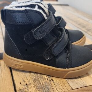 UGG Kids Black Boots with Brown Sole